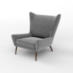 Modern Grey Wingback Accent Chair – Premium Upholstered
