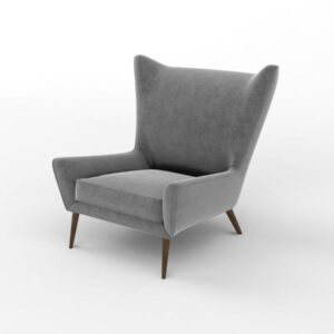 Modern Grey Wingback Accent Chair – Premium Upholstered