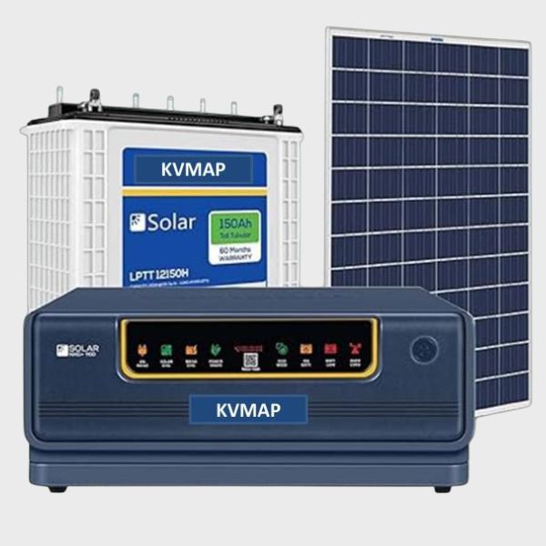 Solar Hybrid Inverter Combo – NXG+ 1150 Inverter, 150Ah Battery & 170W Solar Panel | KVMAP Green Solar
